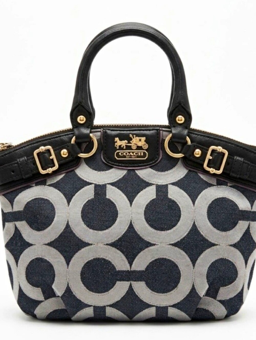 Coach Signature C Blue Denim & Leather Ashley Satchel Bag F17541